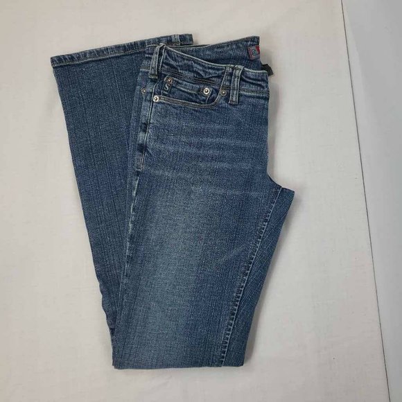 Silver Womens Boot Cut Jeans Blue Stretch Medium Wash Whiskered Pockets Denim 28 - Picture 1 of 12